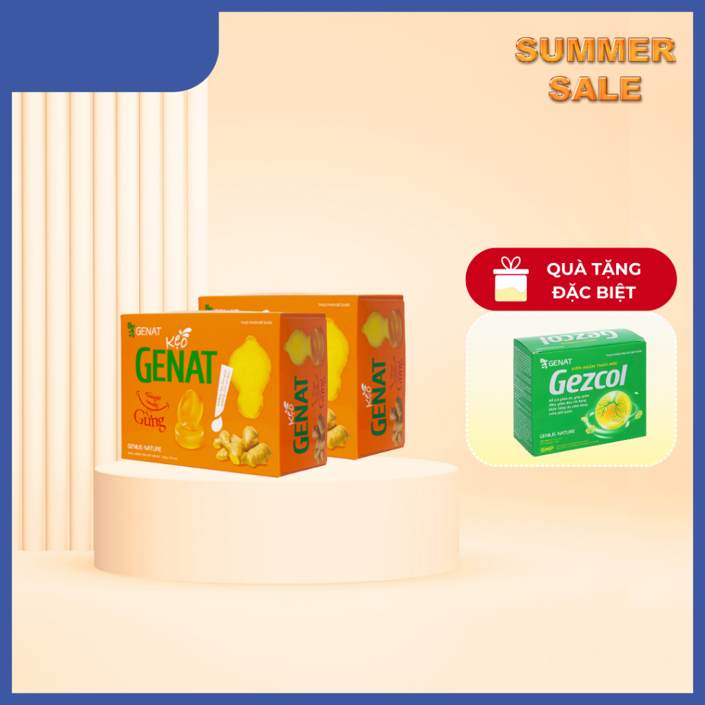 Combo 2 Hộp Kẹo Genat Gừng (Hộp 100 viên) - Genat Snack Ăn Vặt Food Candy kẹo trái cây