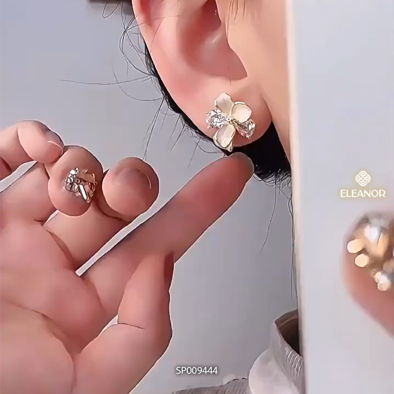 Bông tai nữ chuôi bạc 925 Eleanor Accessories hình hoa đính đá phụ kiện trang sức khuyên tai 9444