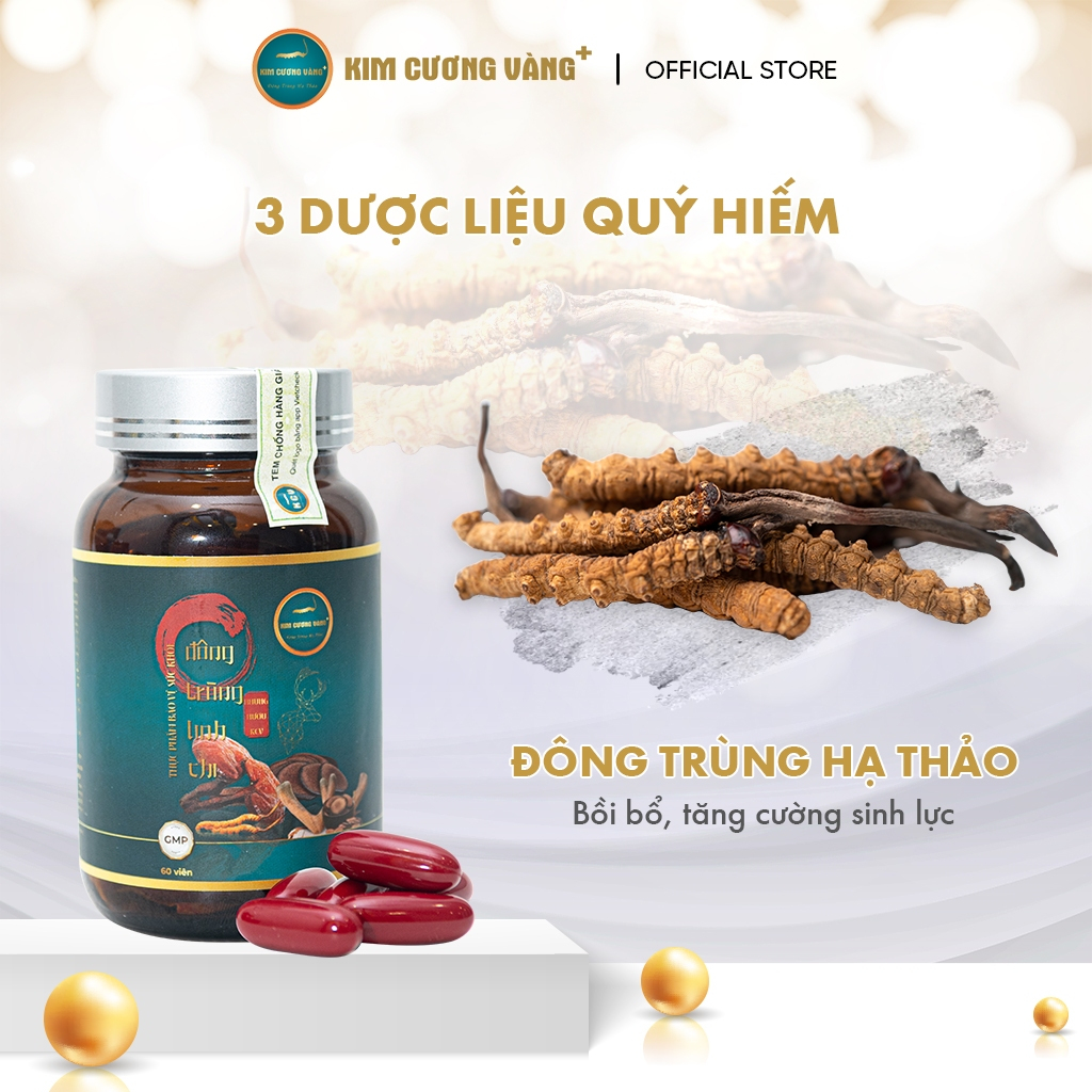 Ảnh Viên Uống Đông Trùng Linh Chi Nhung Hươu Kim Cương Vàng - Tăng Cường Đề Kháng, Bồi Bổ Cơ Thể 60 viên 3
