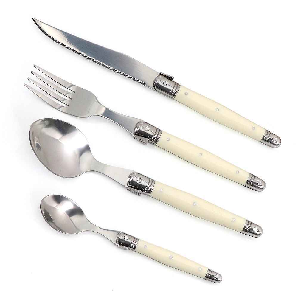 Ảnh Bộ dao thìa dĩa inox 304 Laguiole Pháp cán nhựa màu trắng Ivory | Sa Maison x Jean Dubost 2