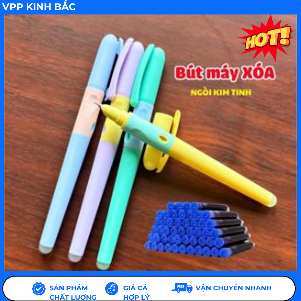 (Mẫu Mới) BÚT MÁY XÓA S01, Ngòi KIM TINH 0.38 mm, Dễ Tẩy Xóa, Êm Trơn, Kèm Piton Bơm Mực.