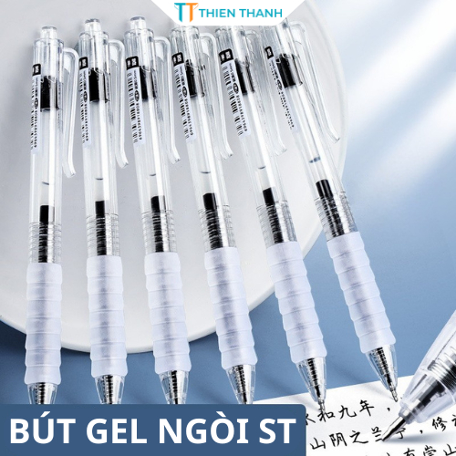 Bút Gel 0.5mm Ngòi ST Bấm Viết Mượt, Khô Nhanh, Bút Dùng Cho Học Tập và Văn Phòng