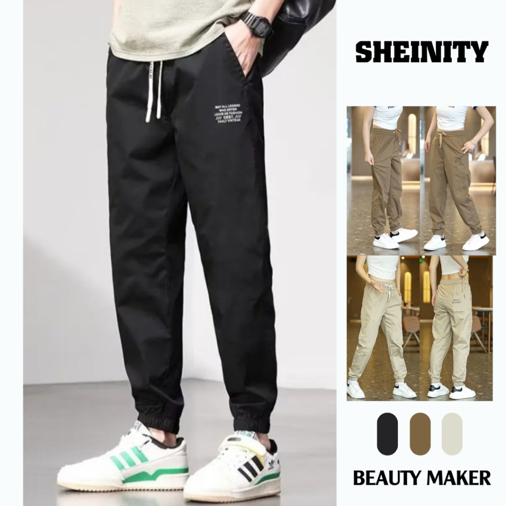 (BIGSIZE S-3XL)Quần Jogger Kaki Thể Thao Nam Nữ Dài Dáng Rộng Cạp Chun Bo Gấu Phù Hợp Gym Yoga Chạy Bộ  Leo Núi