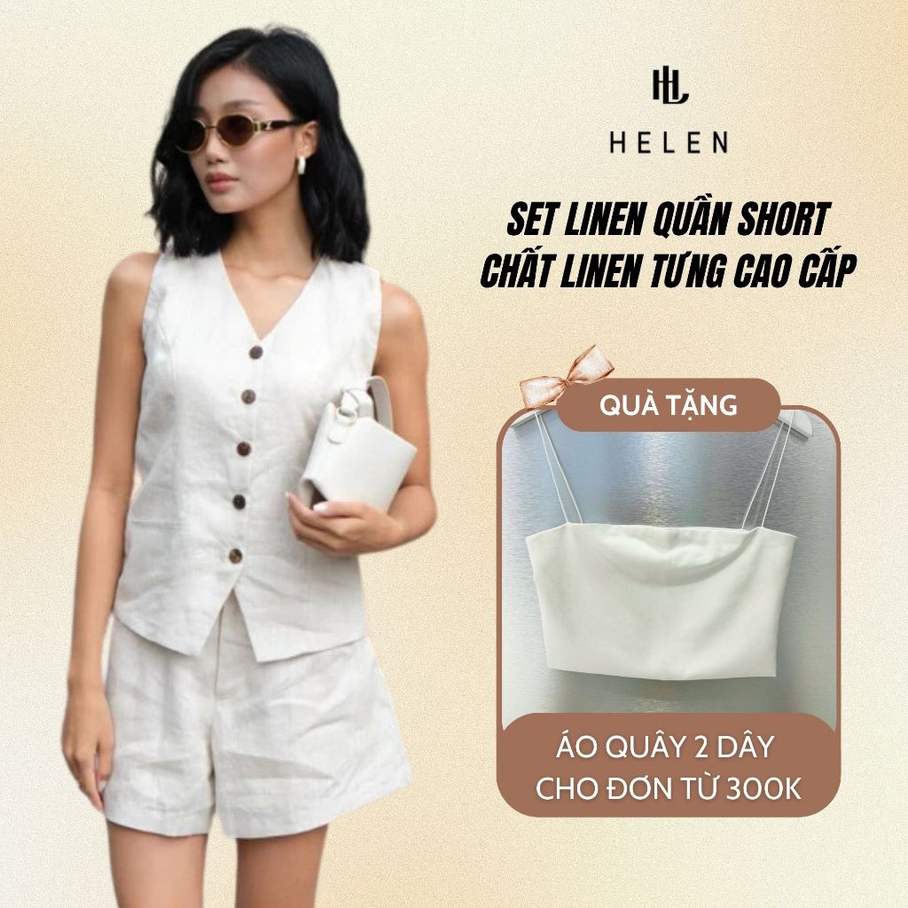 HELEN - Set Linen Quần Short Chất Linen Tưng Cao Cấp | Shopee Việt Nam