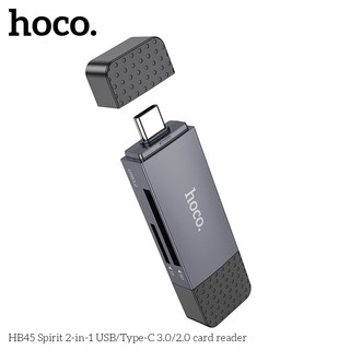 Đầu đọc thẻ nhớ 2in1 Hoco HB45 đầu USB 3.0 & TypeC - hỗ trợ khe microSD/SD (Xanh Dương)