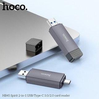 Đầu đọc thẻ nhớ 2in1 Hoco HB45 đầu USB 3.0 & TypeC - hỗ trợ khe microSD/SD (Xanh Dương)