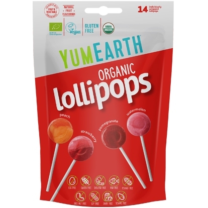 Kẹo mút/ kẹo dẻo hữu cơ cho bé vị trái cây Yumearth lollipops, gummies