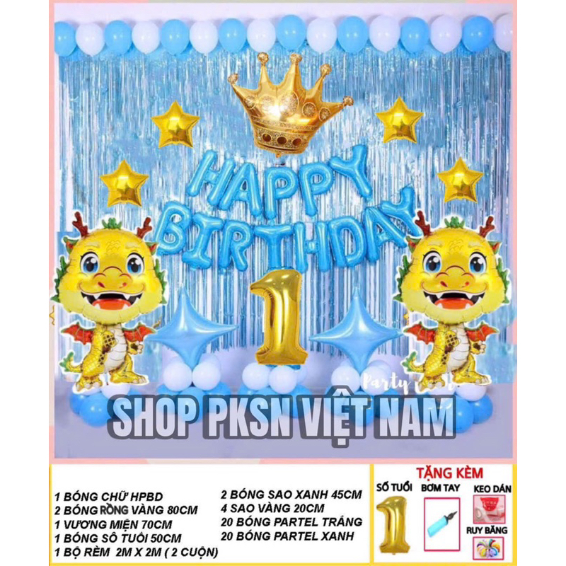 Combo Rồng Vàng cho bé Trai và Gái 2 tuổi ( tặng bơm, keo, dây ruy băng)
