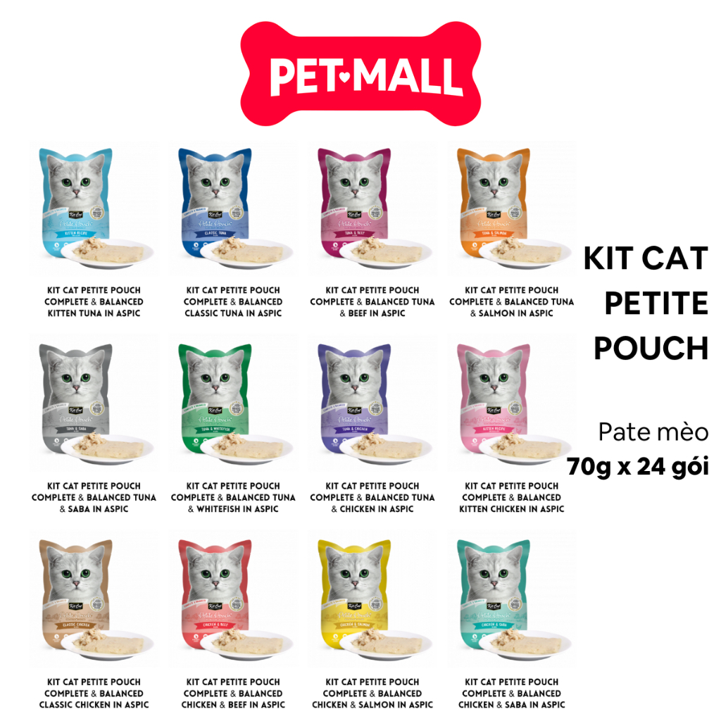 [ Combo 24 gói 70G ] - Pate cho mèo Kit Cat Petite Pouch Wet Cat Food ...