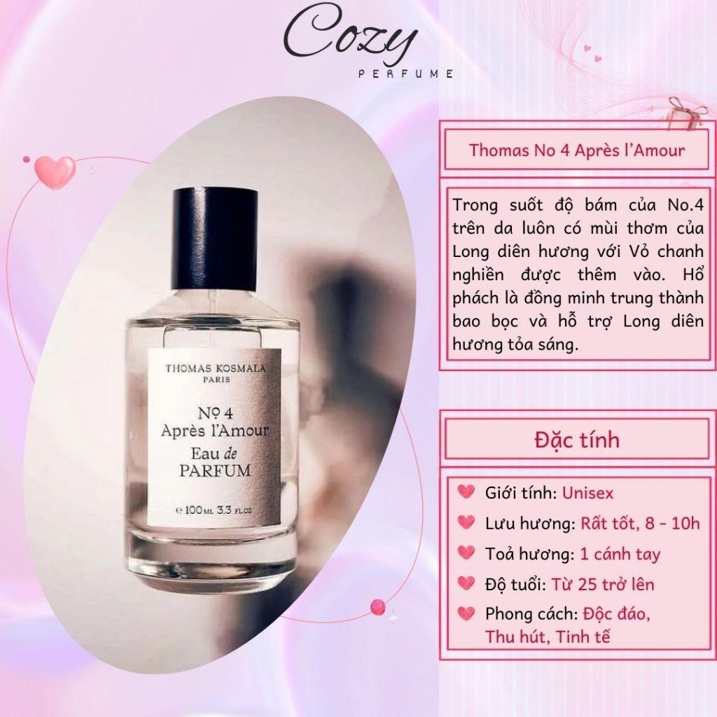 Nước hoa unisex Thomas Kosmala Apres L'Amour No 4 Chiết 5ml/10ml Hương thơm Độc đáo - Cozy Perfume