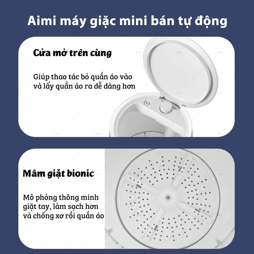 Aimi Máy Giặt Mini Bán Tự động Xoáy Cực Mạnh đảo Chiều Giặt 4.5kg Quần áo Cho Em Bé, Giặt Quần áo Trắng