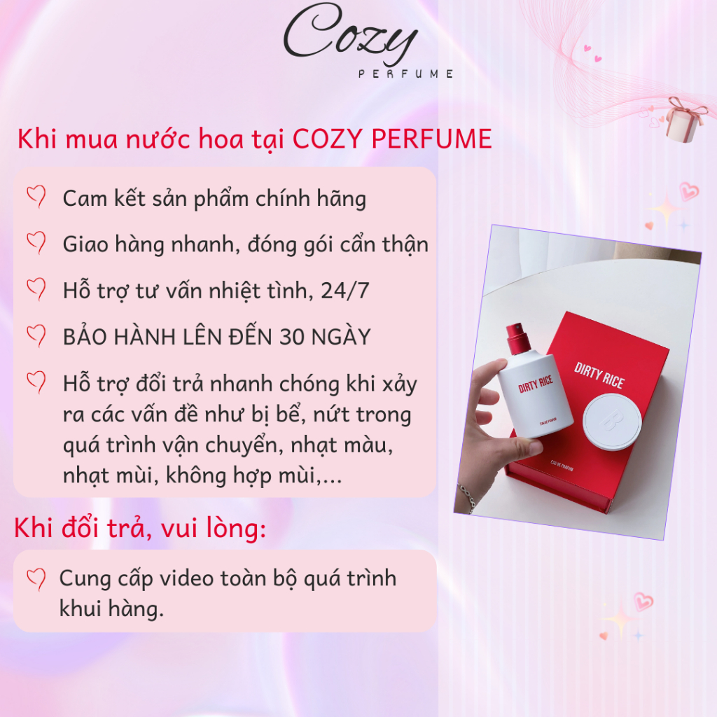 Nước hoa unisex BORNTOSTANDOUT Dirty Rice Chiết 5ml/10ml Hương thơm Ấn tượng, Hấp dẫn - Cozy Perfume