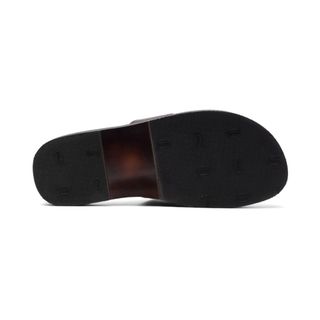 Dép da bò nam FTT Leather quai ngang chữ H màu nâu dáng trơn đế cao cấp bền, nhẹ, độ bám tốt D10541