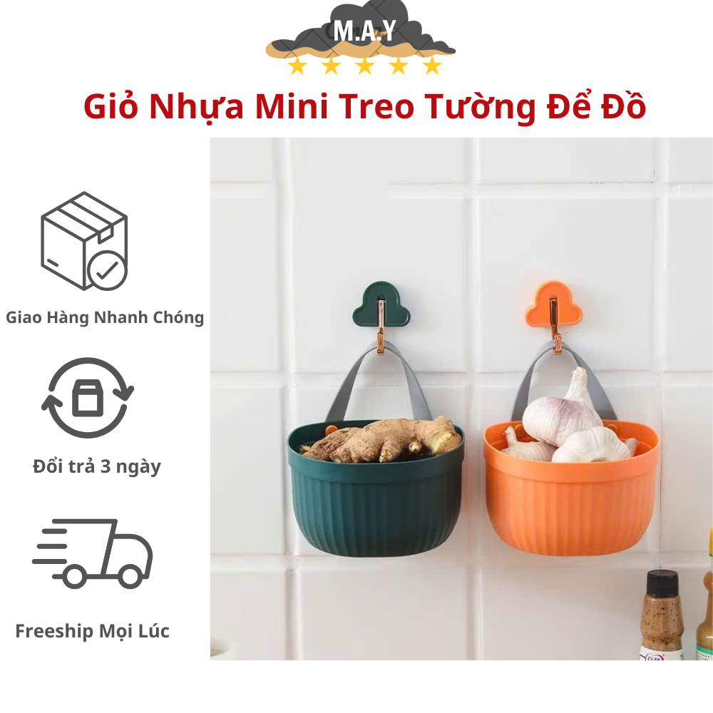 Giỏ Nhựa Mini Treo Tường Đựng Ớt Tỏi, Hộp Đựng Đồ Dùng Bông Tắm Tiện ...