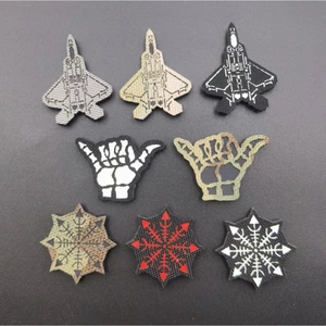 Patch_velcro máy bay F22_la bàn_cử chỉ tay_dạ quang_phản quang