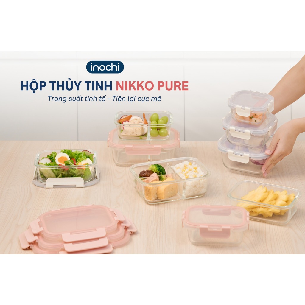 [MỚI VỀ] Hộp thuỷ tinh Nikko Pure INOCHI siêu xinh dạng chữ nhật và vuông tiện dụng