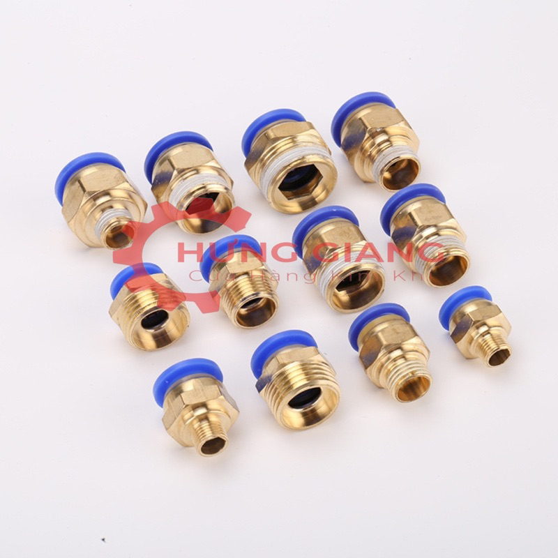 10 Đầu nối PC thẳng ren ngoài khí nén, phun sương đầy đủ kích thước ống và ren chuẩn