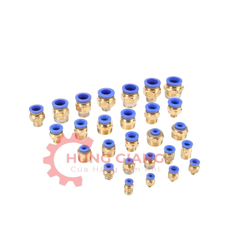 10 Đầu nối PC thẳng ren ngoài khí nén, phun sương đầy đủ kích thước ống và ren chuẩn