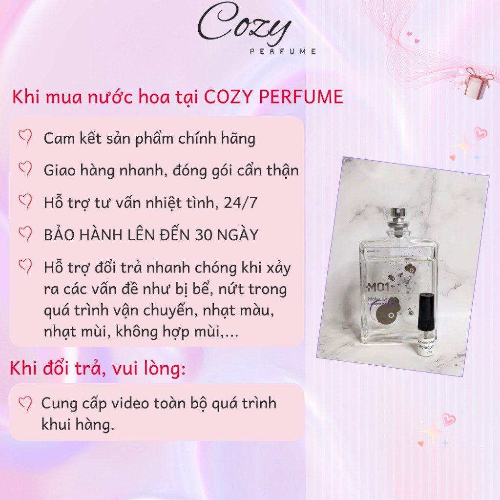Nước hoa unisex Escentric Molecules Molecule 01 Chiết 5ml/10ml Hương thơm Hiện đại - Cozy Perfume