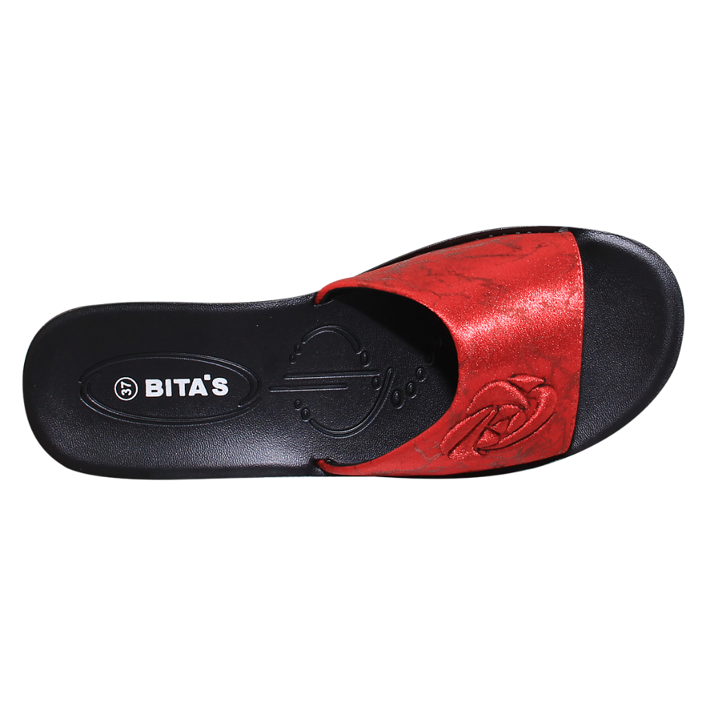 Ảnh Dép quai ngang nữ Bita's DAN.121 (Đỏ đô + Đen + Kem) 2