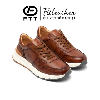 Giày thể thao sneaker da bò chính hãng FTTLeather, giày thể thao nam cao cấp êm chân bám đất GTF002