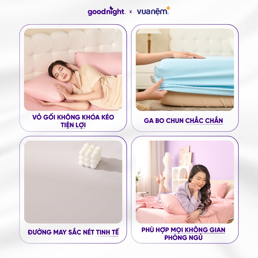 Ảnh Bộ Ga Gối 3 Món Vua Nệm Goodnight Airsilk 20cm, Ga Giường Tencel Cao Cấp Mềm Mại, 5 Màu Sắc 3