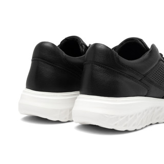 Giày da thể thao nam chính hãng FTTLeather cao cấp, giày sneaker cao cấp da bê mềm đục lỗ GTF003BL