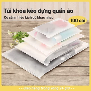 Túi zip đựng quần áo túi zip lụa mờ PE trong suốt đựng mỹ phẩm, giày dép túi zip du lịch (100 cái)