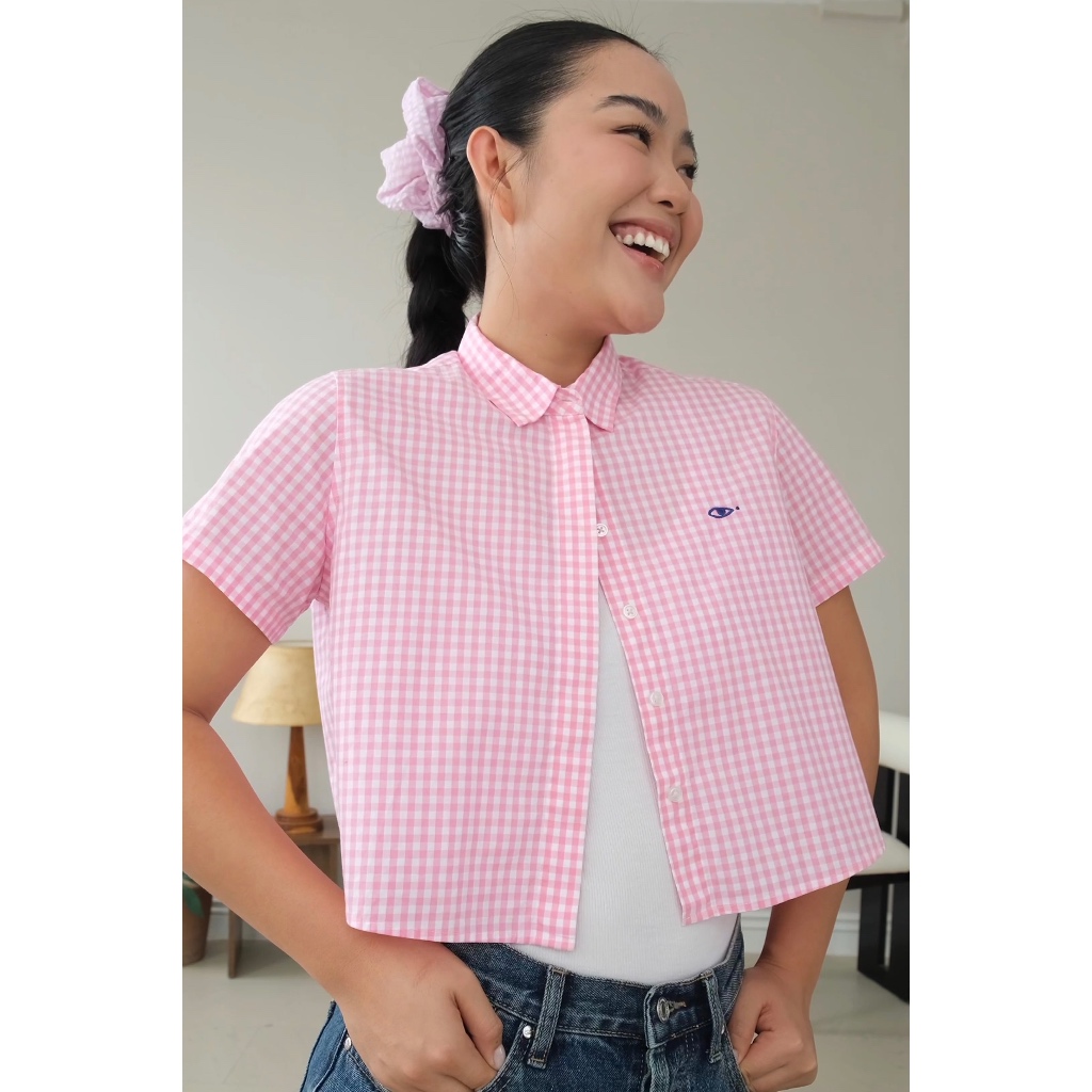 Ảnh TheBlueTshirt - Áo sơ mi tay ngắn sọc caro phom ngắn cho nữ - BlueMade Boxy Shirt - Women 2