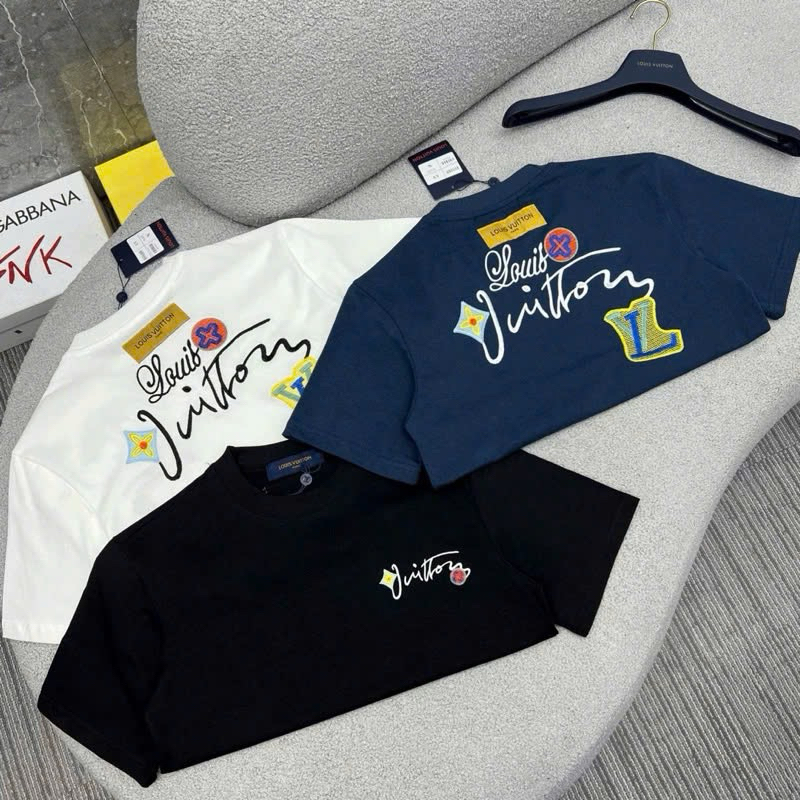 Áo Thun LV Hoa 02 Hàng Thêu Cao Cấp 100% Cotton Form Unisex Đầy Đủ Tem ...