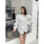 Áo sơ mi nữ, sơ mi form rộng kiểu hàn quốc tay dài đính đá phong cách sang chảnh Fizano HCOM25074