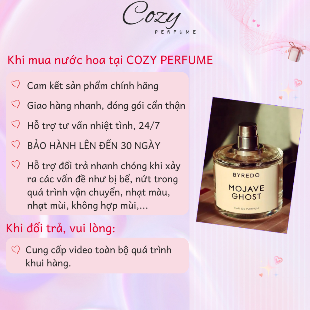 Nước hoa unisex Byredo Mojave Ghost Chiết 5ml/10ml Hương thơm Sang trọng, Tươi mới - Cozy Perfume