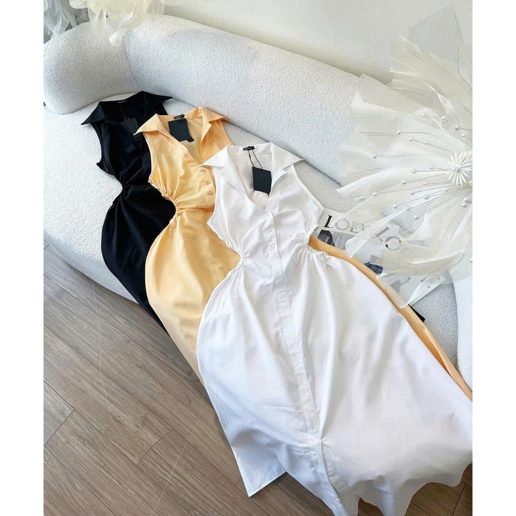 SALE SALE Set Đầm Sơ Mi Hở Eo Siêu Xinh Cho Mẹ Và Bé Gái – Thiết Kế Thanh Lịch, Phù Hợp Bé Từ 13kg Đến 60kg
