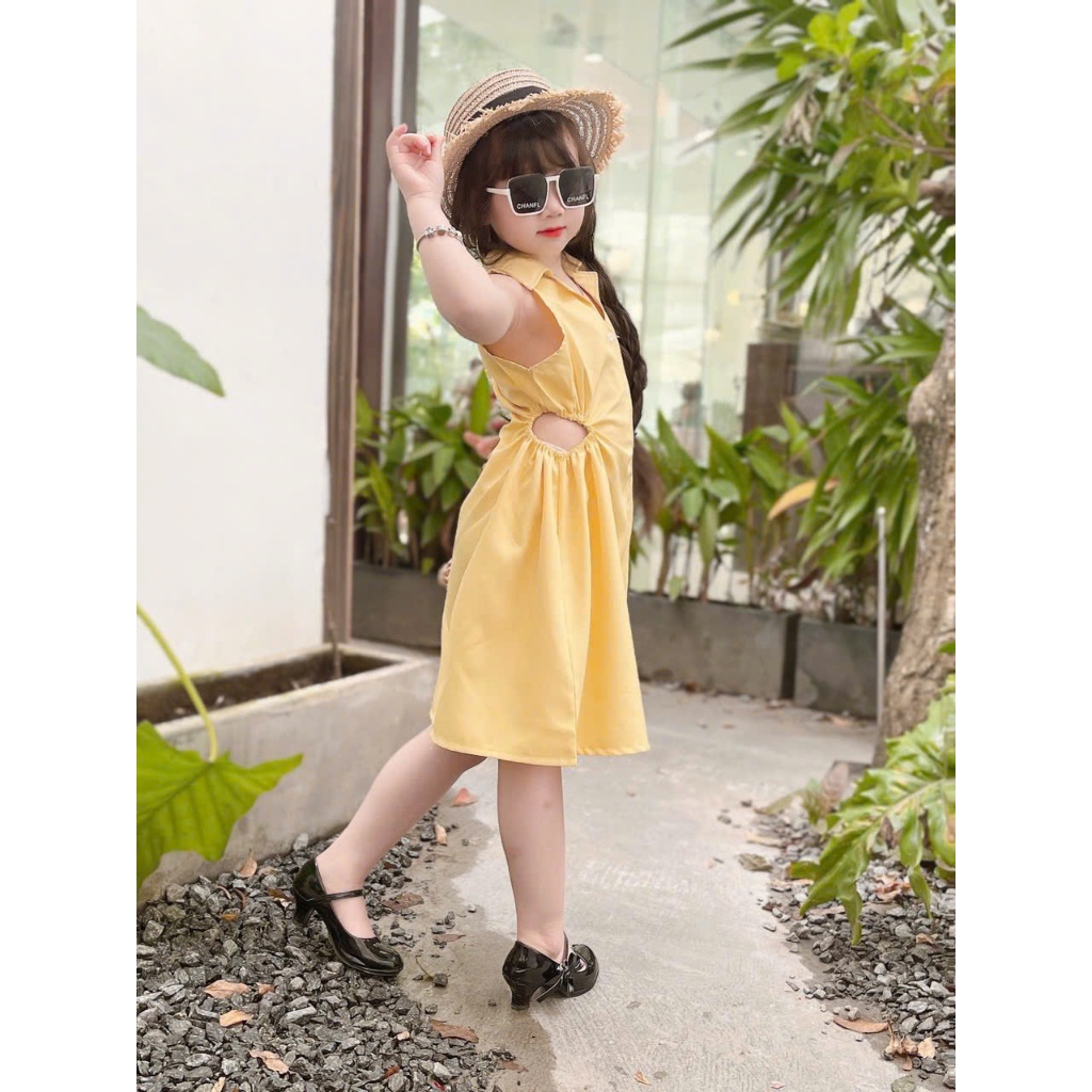 SALE SALE Set Đầm Sơ Mi Hở Eo Siêu Xinh Cho Mẹ Và Bé Gái – Thiết Kế Thanh Lịch, Phù Hợp Bé Từ 13kg Đến 60kg