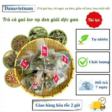 Mua 1 tặng 3_Trà cà gai leo xạ đen Danavietnam (cà gai leo, cỏ ngọt, xạ đen, giảo cổ lam, hoa nhài nở) 10,20,30 gói