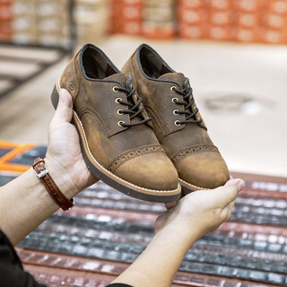 Giày da nam FTT Leather da bò sáp dáng Derby Quarter Brogue đế cao cấp chống trơn trượt F802