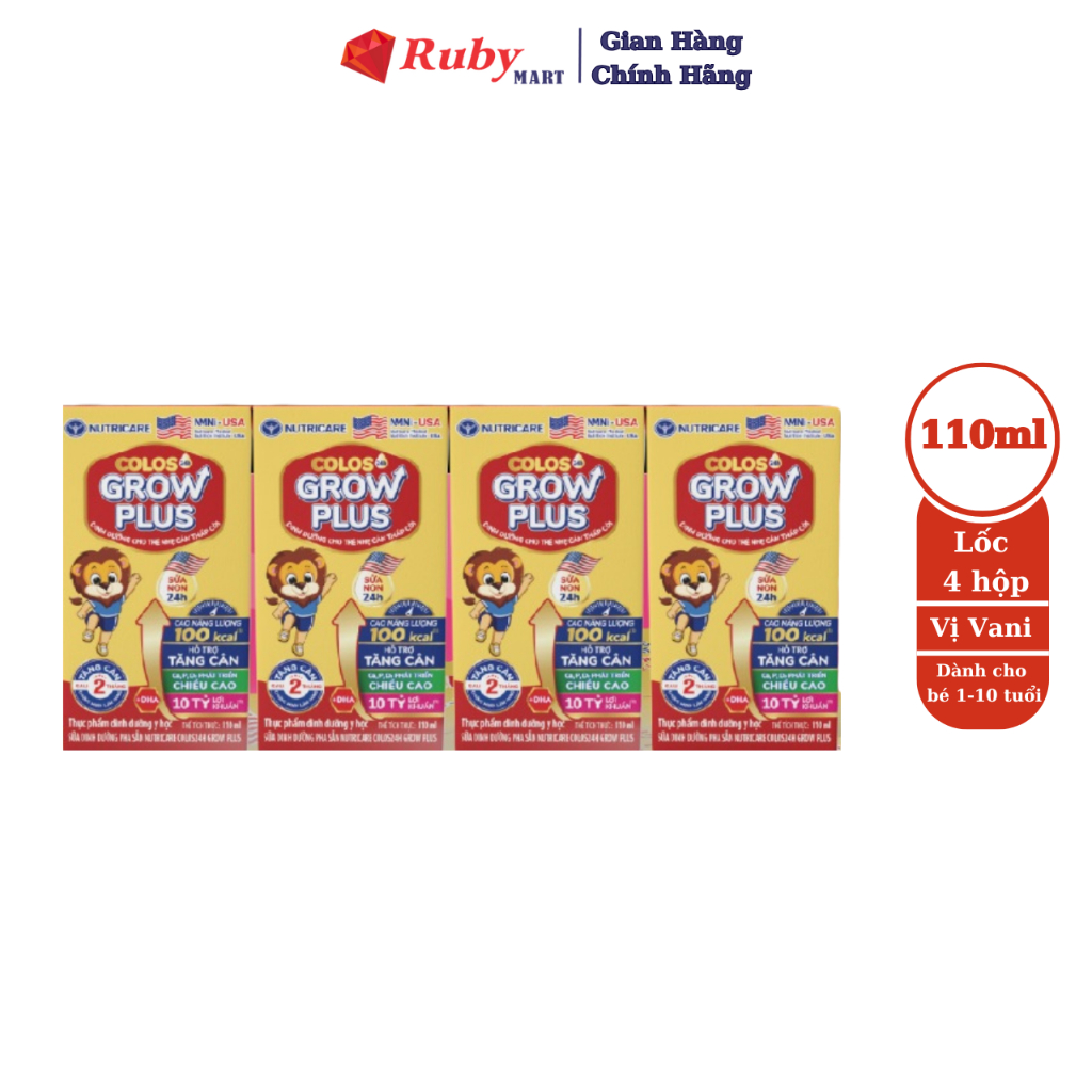 Lốc 4 hộp sữa bột pha sẵn Nutricare Colos 24h Grow Plus phát triển toàn ...