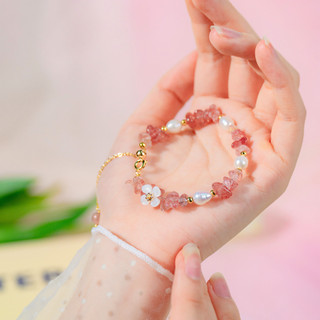Flora - Vòng tay Anh Đào - Thạch Anh Dâu Tây - Quà Tặng Sinh Nhật Ý Nghĩa Mang Lại May Mắn, Bình An