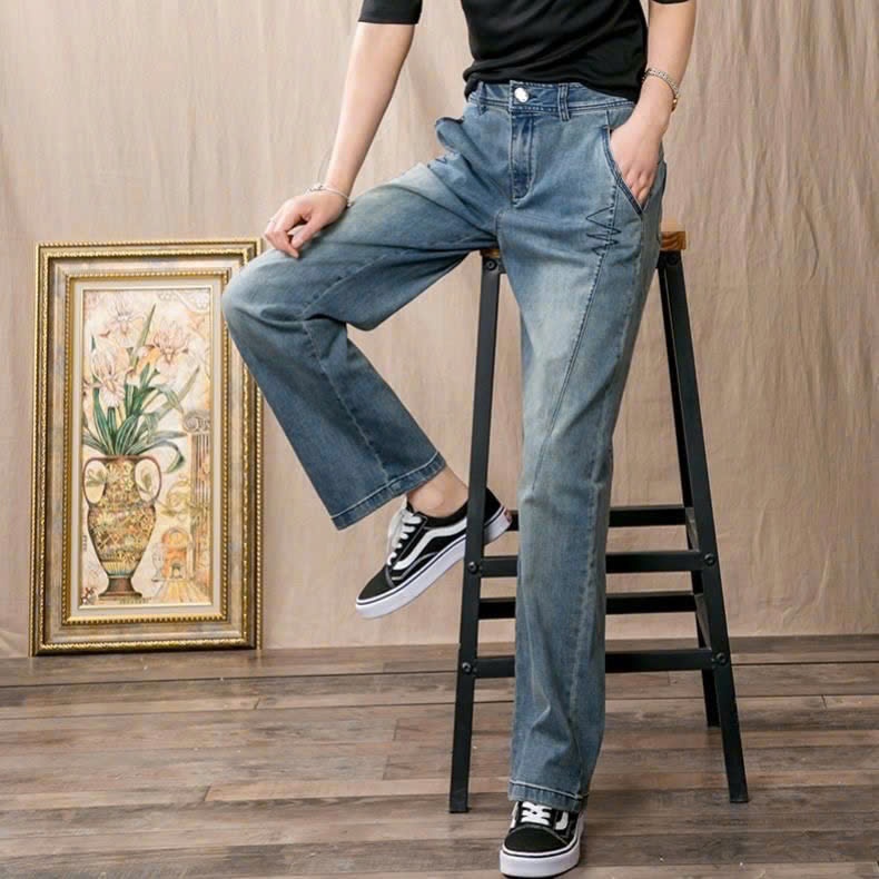 Quần Jeans nữ ống xuông đứng thời thượng tôn dáng, thêu họa tiết phong cách Retro trẻ trung phong cách 1103
