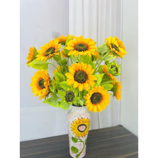 Combo 3 cành hướng dương 3b, dài 90cm ,bông 14cm thân phủ phấn hàng nhập