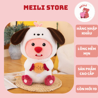 ( TẶNG QUÀ ĐÈN NGỦ CẮM )Gấu Bông Loopy Trắng Ôm Quả Hàng Cao Cấp Mềm Mịn Size MEILI STORE