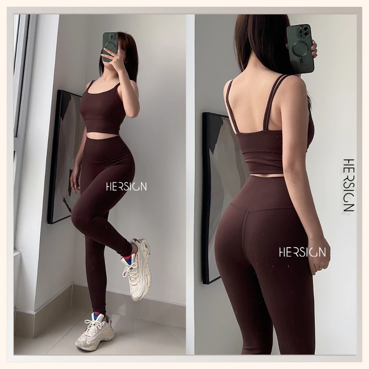 Set đồ tập yoga nữ Đồ tập gym nữ áo bra quần legging cao cấp HERSIGN-SET162 BST HERSIGN CORELYNE