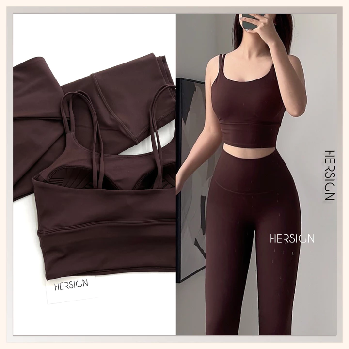 Set đồ tập yoga nữ Đồ tập gym nữ áo bra quần legging cao cấp HERSIGN-SET162 BST HERSIGN CORELYNE