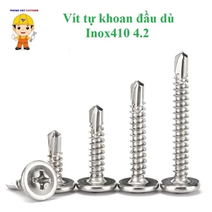 100 cái Vít tự khoan đầu dù inox410 4.2