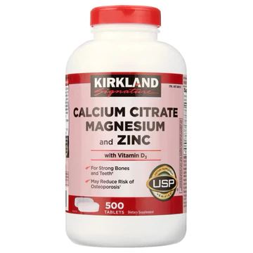 Viên uống canxi Calcium magie 600mg Mỹ Kirkland bổ sung canxi giúp xương chắc khoẻ ngừa loãng xương-Hộp 500 viên