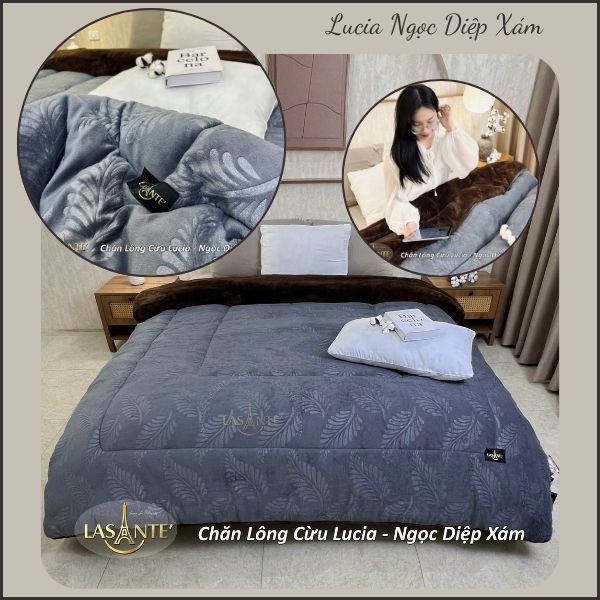 Ảnh Chăn Lông Cừu Đại Hàn Mùa Đông Lucia 3 Lớp Chính Hãng Lasante 2m1x2m4 Nặng 4,3 Kg 4