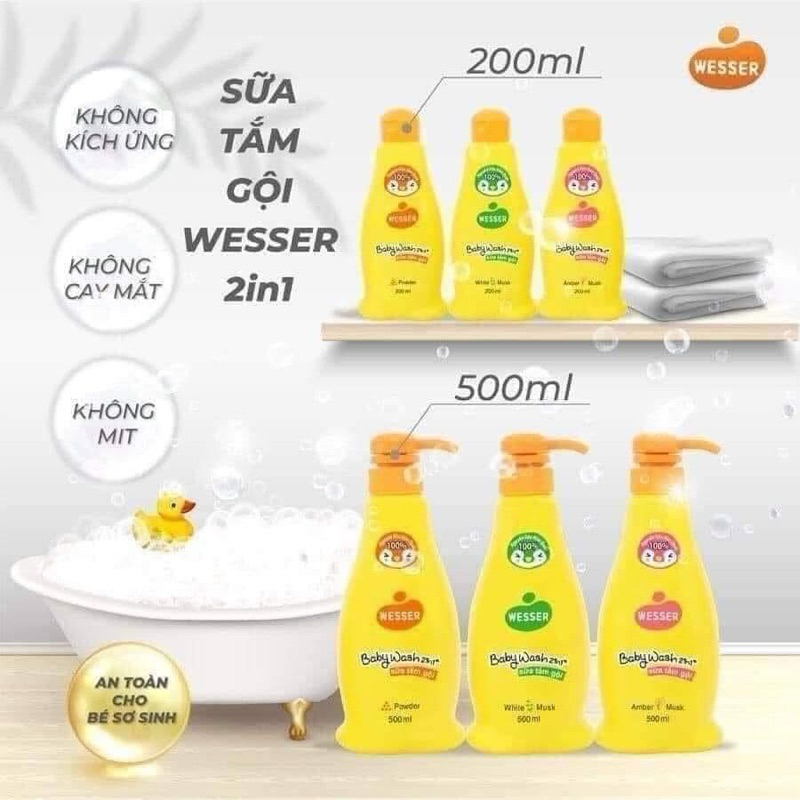Sữa Tắm Gội Weser 500ml Sữa Tắm Gội Toàn Thân cho Bé Sơ sinh
