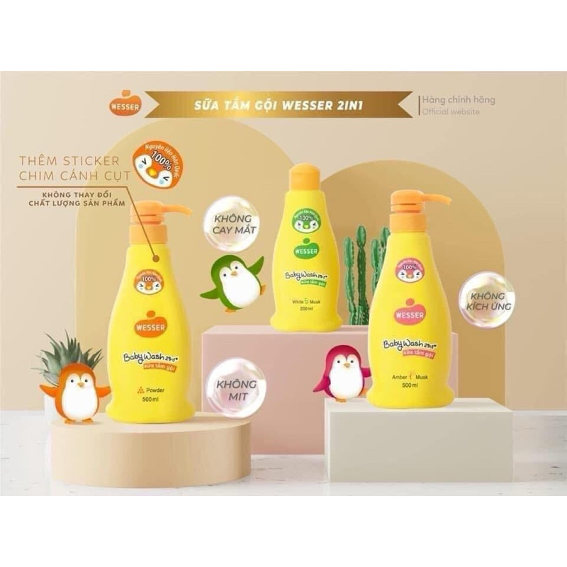 Sữa Tắm Gội Weser 500ml Sữa Tắm Gội Toàn Thân cho Bé Sơ sinh