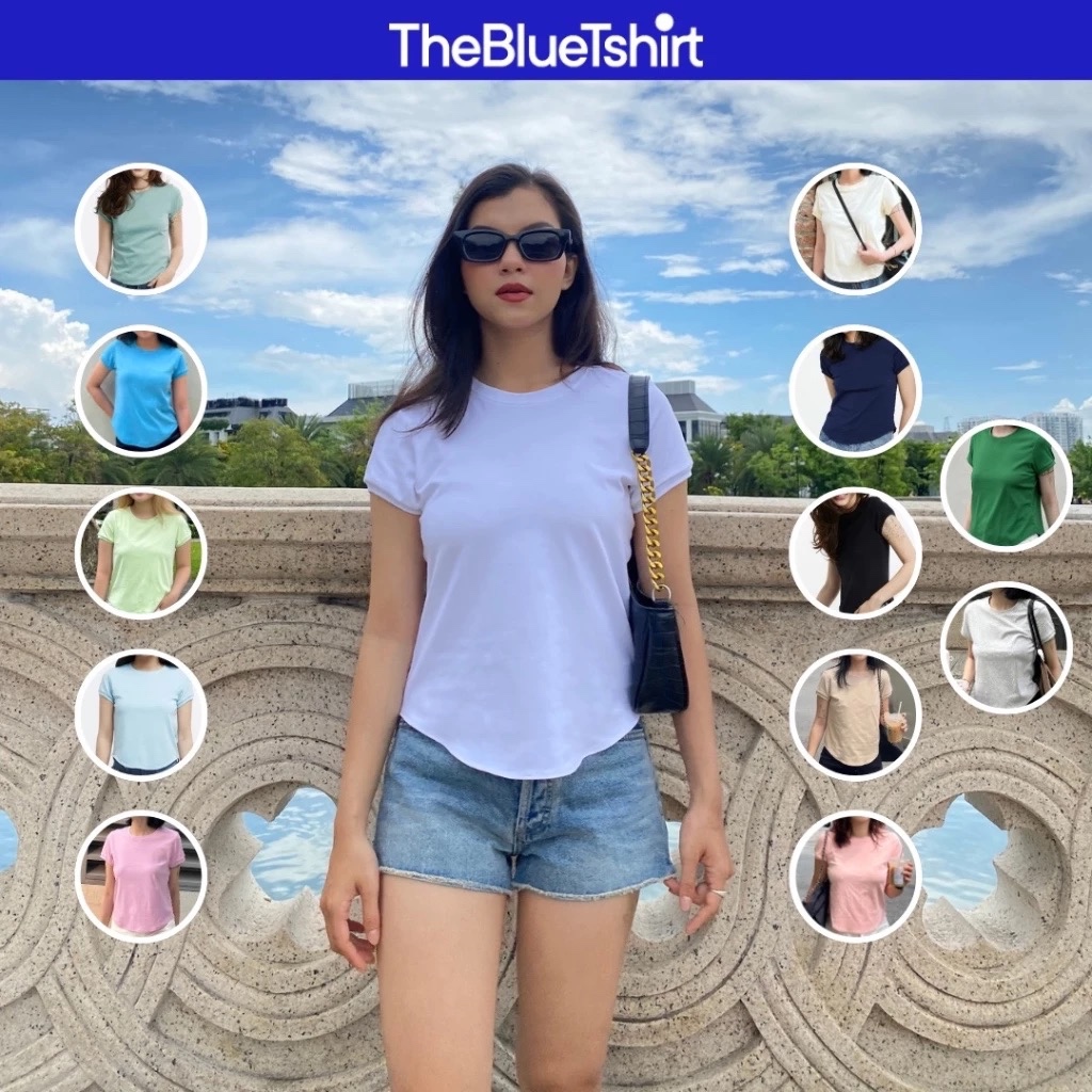 Ảnh TheBlueTshirt - Áo thun tay ngắn phom ôm vừa vặn, kiểu vạt bầu nữ - 1990s Tshirt 1