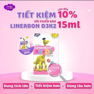 Vitamin D3K2 Lineabon HỒNG, Bổ Sung Vitamin D3 Cho Trẻ Sơ Sinh Giúp Tăng Chiều Cao Cho Bé LỌ 15ML
